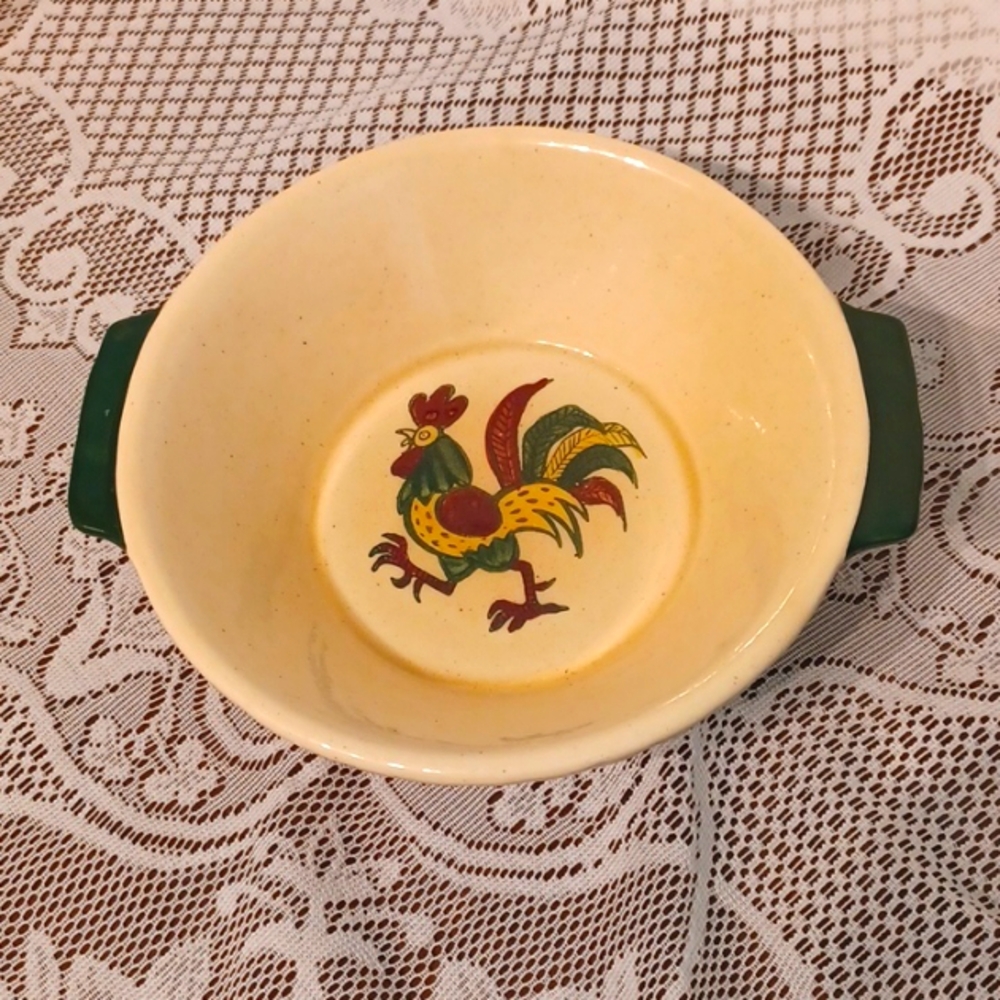 Rooster/Country 2 Handled Serving Dish With Lid  By Poppytrail - Metlox